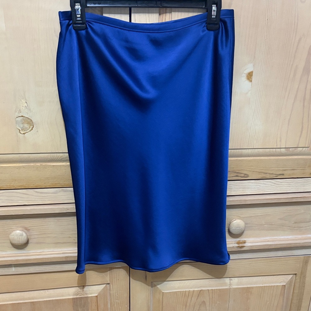 Trina Turk Royal Blue Satin Pencil Skirt